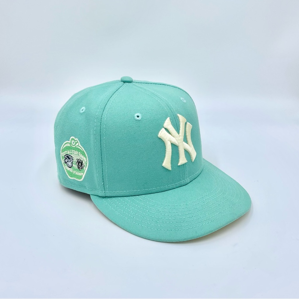 New Era New York Yankees 1977 All Star Patch Mint Green Hat Size 7 5/8 Yellow UV